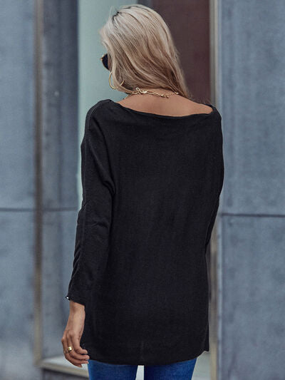 Off-Shoulder Long Sleeve T-Shirt